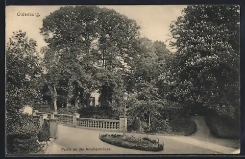 AK Oldenburg / O., Strassenpartie an der Amalienbrücke
