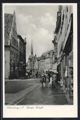 AK Oldenburg i. O., Passanten in der Langen Strasse