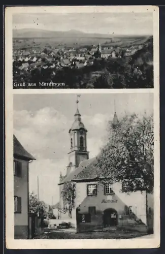 AK Merdingen, Ortsansicht und Rathaus