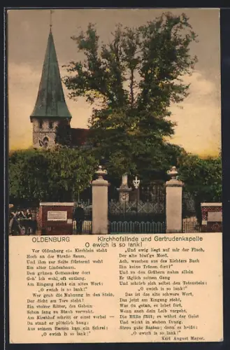 AK Oldenburg / O., Kirchhofslinde und Gertrudenkapelle, Gedicht