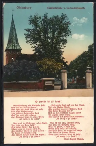 AK Oldenburg / O., Gertruden-Kapelle und Kirchhofslinde