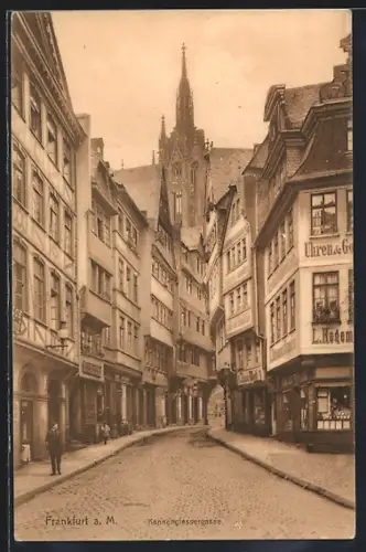 AK Alt-Frankfurt, Kannengiessergasse mit Blick auf Kirche
