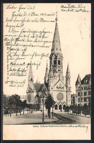 AK Berlin-Charlottenburg, Blick auf die Kaiser Wilhelm-Gedächtnis-Kirche