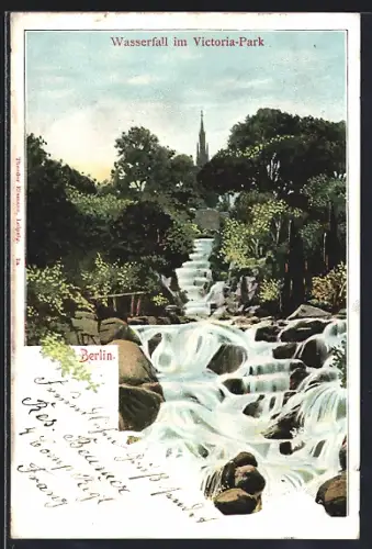 AK Berlin-Kreuzberg, Wasserfall im Victoria-Park