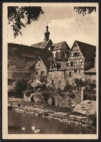 AK Bad Wimpfen am Neckar, Gäns-See mit Fachwerkhaus