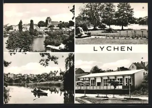 AK Lychen, Strandcafé, Stadtsee, Leninpark am Oberpfuhlsee