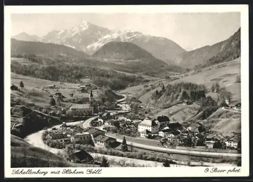 AK Schellenberg / Ramsau, Ortsansicht mit Hohem Göll