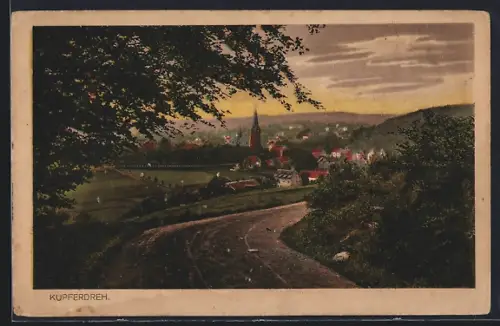 AK Kupferdreh, Ortspanorama mit Kirche