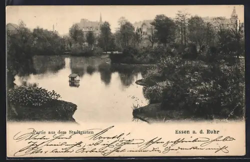 AK Essen a. d. Ruhr, Partie aus dem Stadtgarten