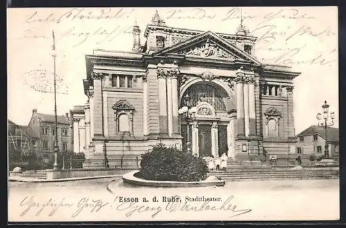 AK Essen a. d. Ruhr, Partie am Stadttheater