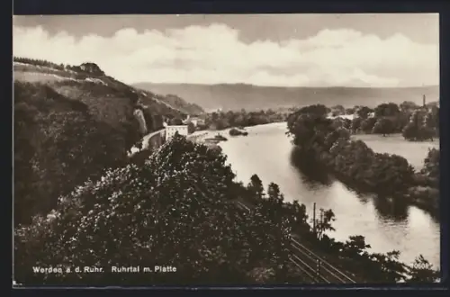 AK Werden a. d. Ruhr, Ruhrtal mit Platte