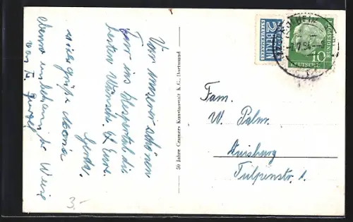 AK Essen-Werden /Ruhr, Schiffen auf dem Fluss