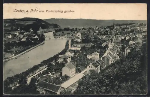 AK Werden a. Ruhr, Blick vom Pastoralsberg auf Stadt und Ruhr