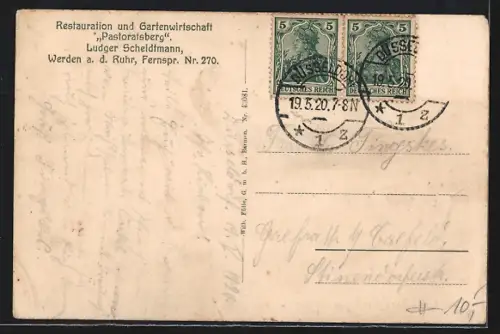 AK Werden a. d. R., Blick vom Gasthaus Pastoratsberg, Inh. Ludger Scheidtmann