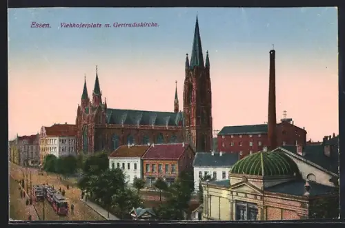 AK Essen, Viehhoferplatz mit Gertrudiskirche