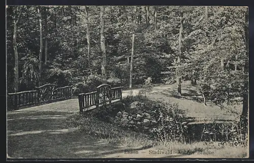AK Essen / Ruhr, Stadtwald, An der Brücke