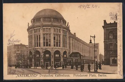 AK Berlin-Tiergarten, Cafe Vaterland am Potsdamer Platz