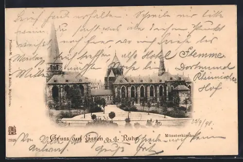 AK Essen a. d. Ruhr, Blick auf die Münsterkirche