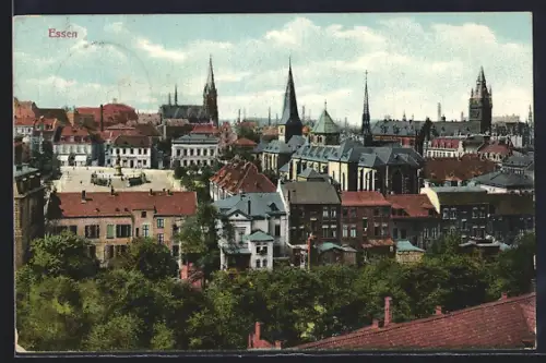 AK Essen / Ruhr, Stadtansicht mit Kirchen und historischen Gebäuden