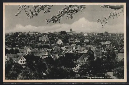 AK Frankfurt-Bergen-Enkheim, Ortspanorama mit Baumblüte