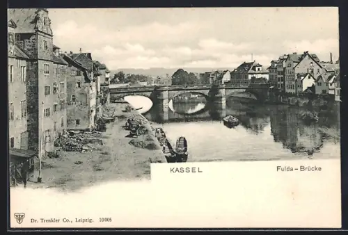AK Kassel, Blick auf Fulda-Brücke