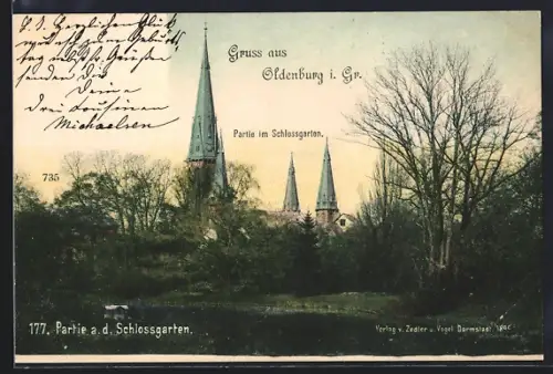 AK Oldenburg i. Gr., Partie im Schlossgarten