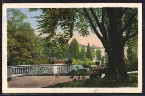 AK Oldenburg / O., Partie im Schlossgarten