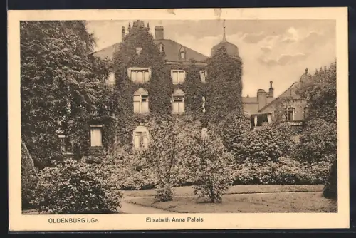 AK Oldenburg i. Gr., Elisabeth Anna Palais mit Gartenanlage