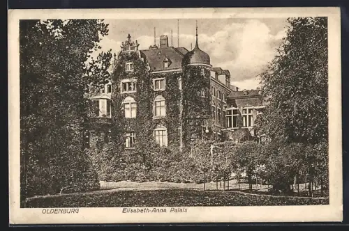 AK Oldenburg, Elisabeth-Anna Palais mit Gartenanlage