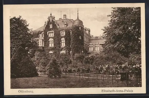 AK Oldenburg / O., Elisabeth-Anna Palais mit Gartenanlage