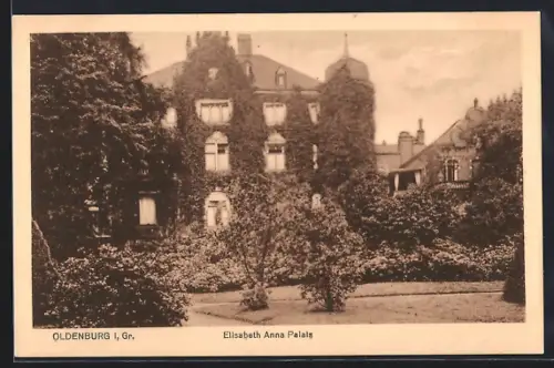 AK Oldenburg i. Gr., Elisabeth-Anna Palais mit Gartenanlage