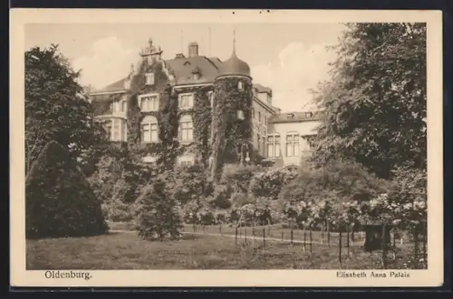 AK Oldenburg / O., Elisabeth Anna Palais mit Grünanlage