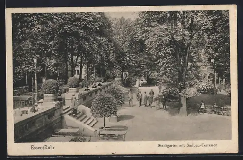 AK Essen /Ruhr, Stadtgarten mit Saalbau-Terrassen