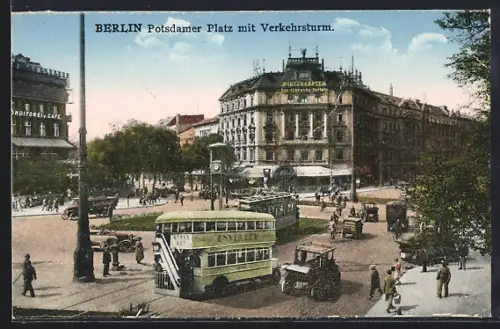 AK Berlin-Tiergarten, Potsdamer Platz mit Verkehrsturm