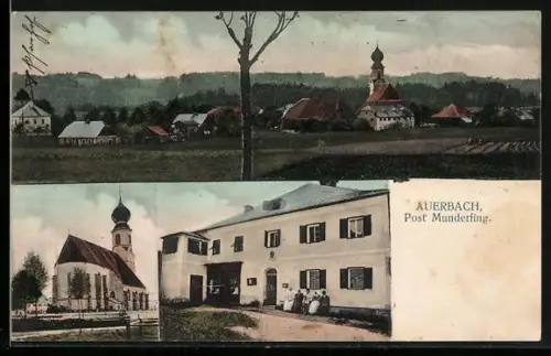 AK Auerbach bei Munderfing, Kirche, Gasthof