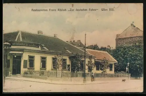AK Wien, Restauration Franz Ribisch Zur deutschen Fahne, Hütteldorferstrasse 122