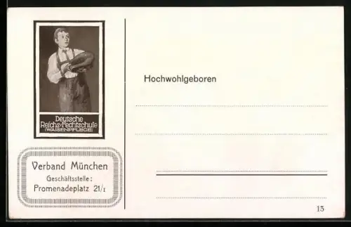 AK München, Deutsche Reichs-Fechtschule, Waisenpflege, Promenadeplatz 21 /I