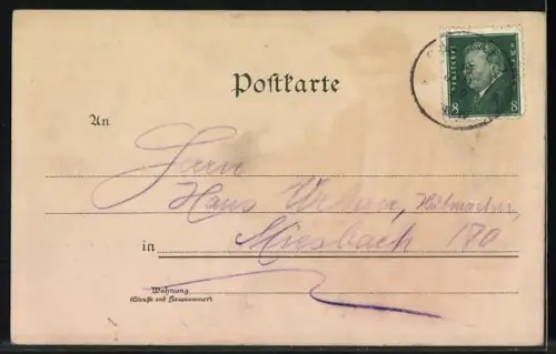 Lithographie Dachau, Dachauer in Tracht mit Münzen