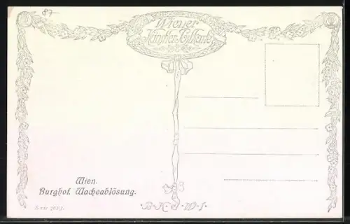 Künstler-AK Gret Kalous: Wien, Burghof, Wacheablösung