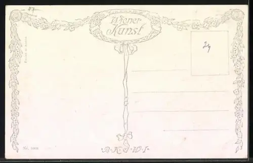 Künstler-AK Brüder Kohn (B.K.W.I) Nr. 1008: Frau im weissen Kleid im Boot