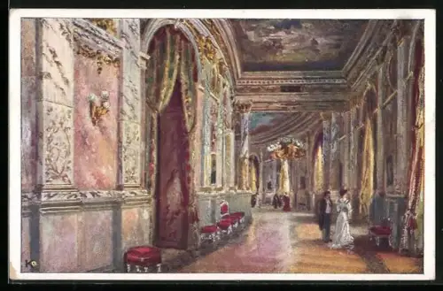 Künstler-AK Wien, Burgtheater, Foyer