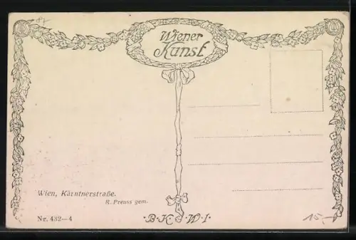 Künstler-AK Wien, Blick in die Kärntnerstrasse mit Warenhäusern