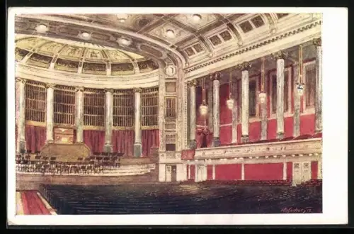 Künstler-AK E.F. Hofecker: Wien, Konzerthaus, Grosser Konzertsaal