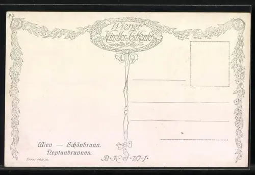 Künstler-AK J. Kalous: Wien-Schönbrunn, Partie am Neptunbrunnen