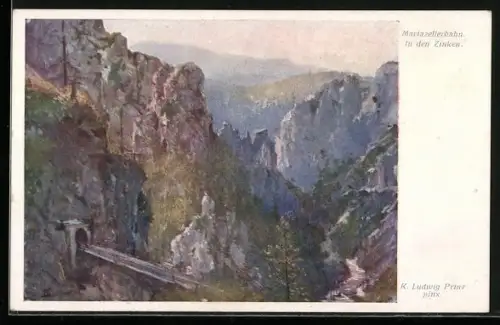 Künstler-AK Karl Ludwig Prinz: Mariazellerbahn, In den Zinken