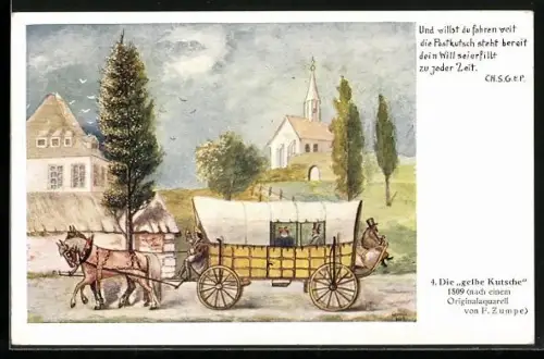 AK Postkutsche in einem Ort