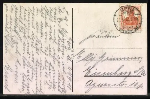 AK Gera, Heinrichsbrücke mit Strassenbahn aus der Vogelschau