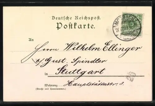 Künstler-AK Karl Mutter: Mosbach / Baden, Strassenpartie am Palm'schen Haus