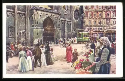 Künstler-AK J. Kalous: Wien, Stefansplatz