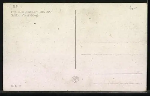 Künstler-AK Fritz Lach: Persenbeug, Schloss, Geburtsstätte von Sr. Majestät Kaiser Karl I.